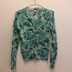 J. Crew Watercolor Teal Long Sleeve XS Cardigan